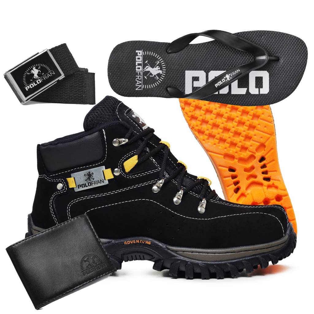 Kit Bota Adventure Polo Fran Coturno Botina em Cou