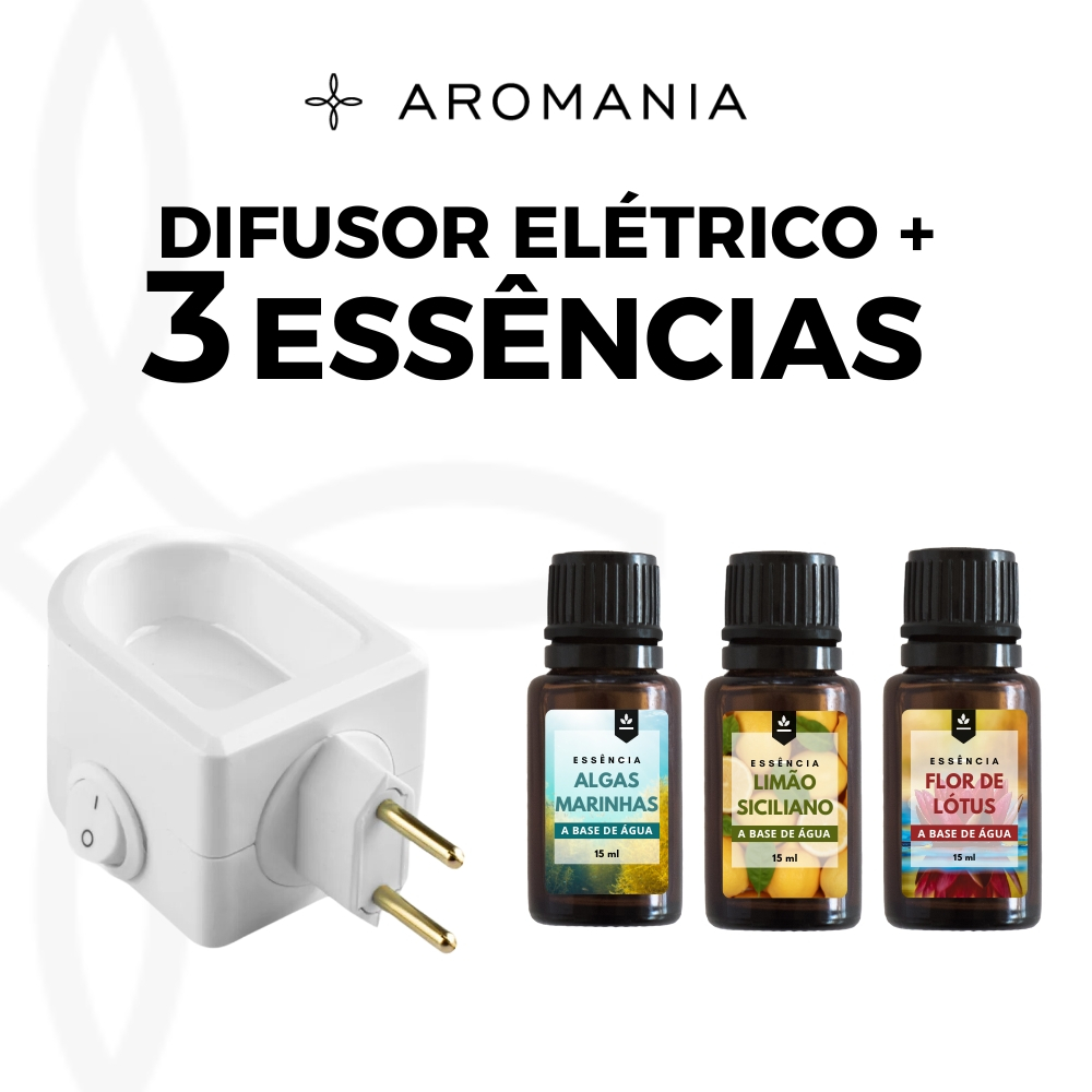 Kit Difusor Elétrico de Aromas Bivolt + 3 Essênc