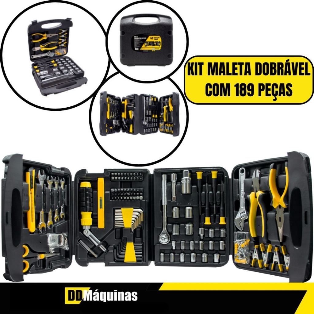 Kit Ferramentas Manuais Fasterr 189 Peças com Mal