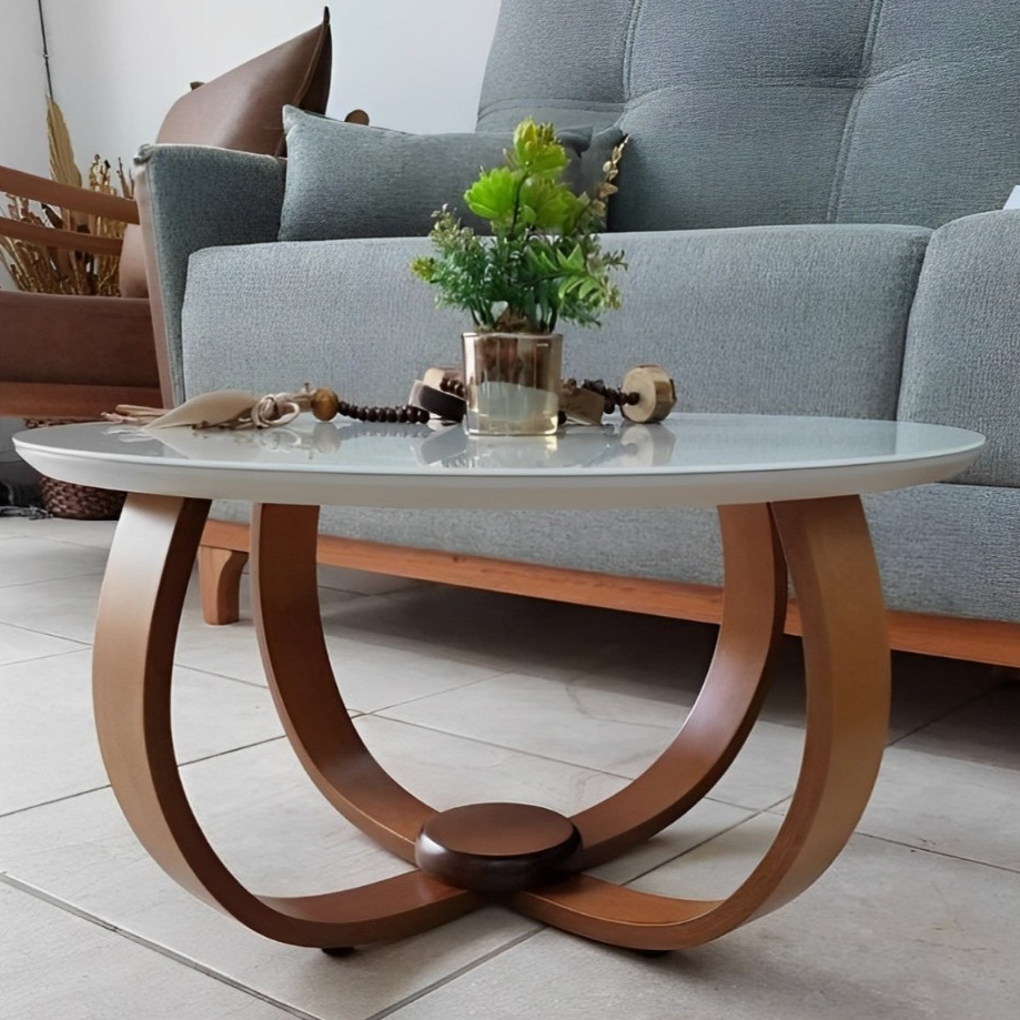 Mesa Mesinha de Centro Sala Redonda com Vidro 60 C