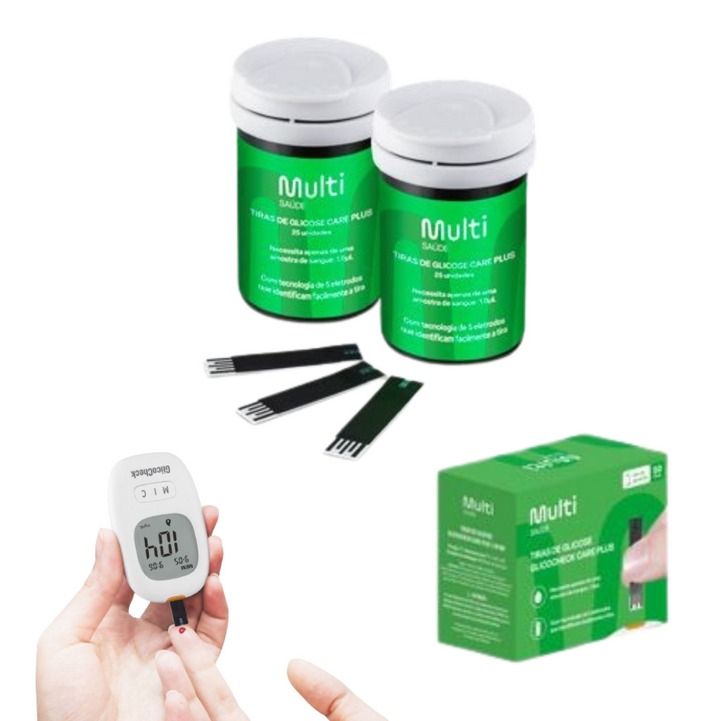 Kit C/50 Tiras de Glicemia Glicocheck Multilaser &