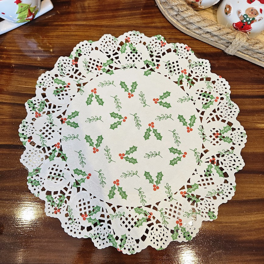 Doilies Toalha Papel Rendado Estampado Natalino Br