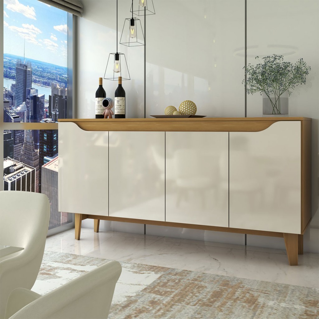 Aparador Buffet Royal 4 Portas Nature/Off White &#
