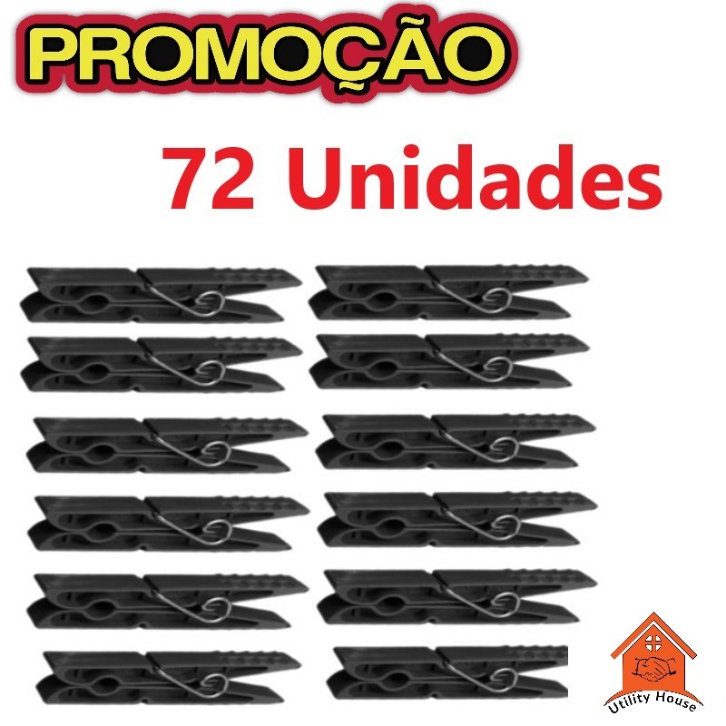 Kit 72 Unidades de Prendedor de Roupa Plástico CO