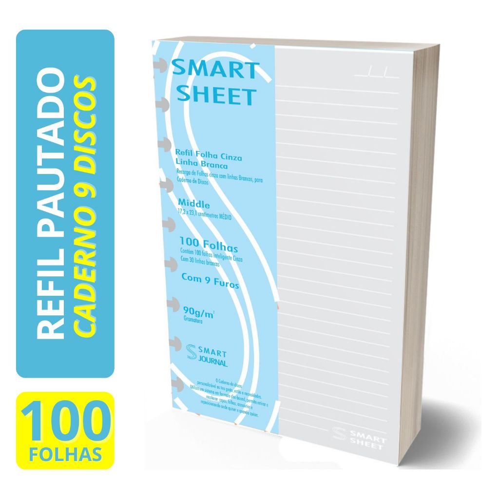 Refil Caderno de Discos 90g 100 Folhas Pauta Branc