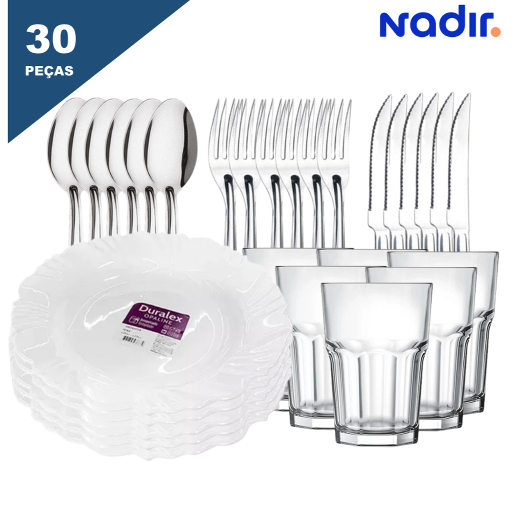 Aparelho de Jantar 30 Pçs Jogo de Pratos 6 Pçs e