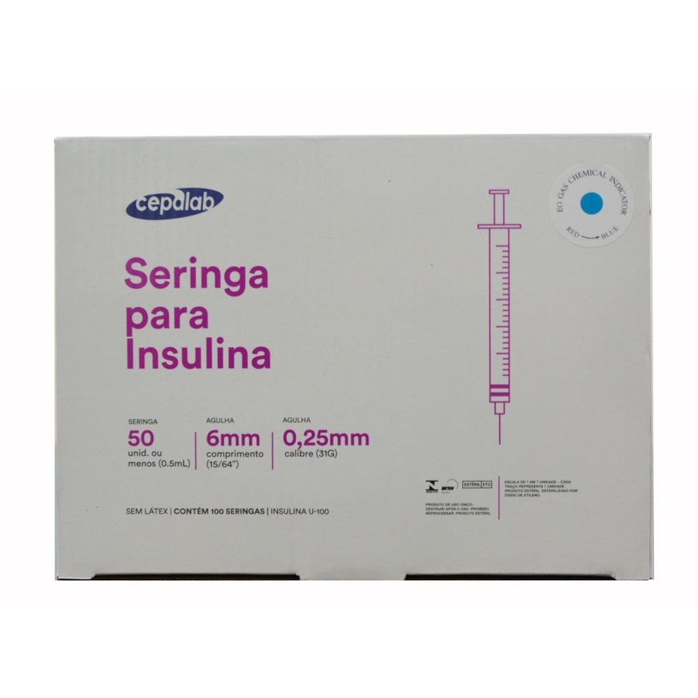 Seringa Insulina Curta 0,5ml X 6mm X 0,25mm Ultraf