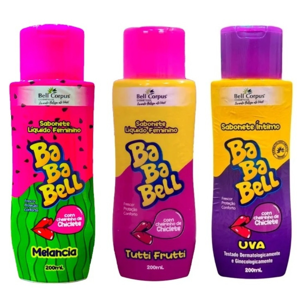 Kit 3 Sabonete Liquido Intimo Baba Bell Chiclete T
