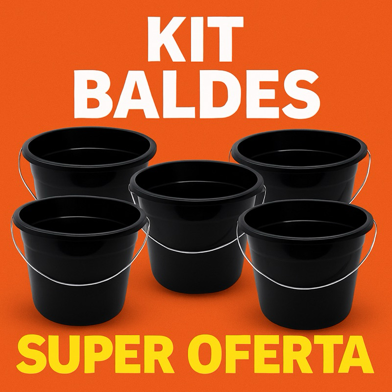 Kit Baldes Plásticos Reforçado 8 Litros Com Apoi