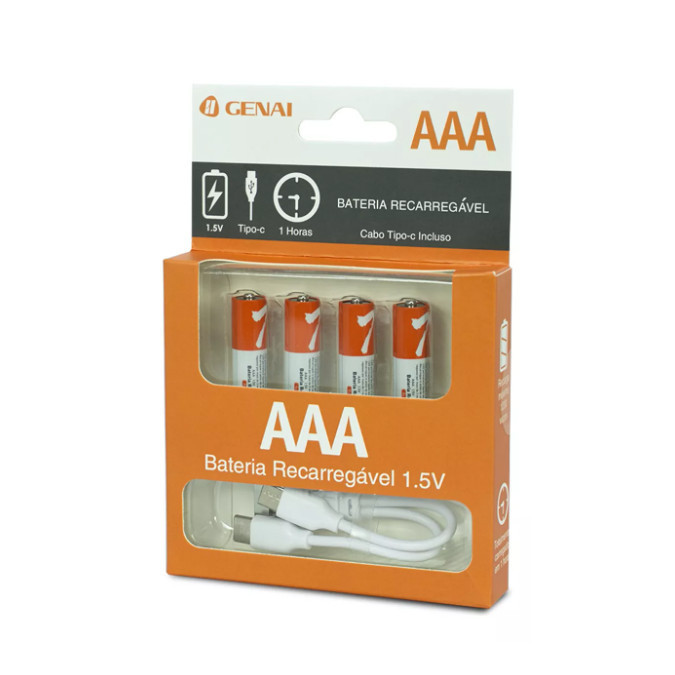 KIT Pilhas AA/AAA/CR2 Recarregável Genai Alta Dur