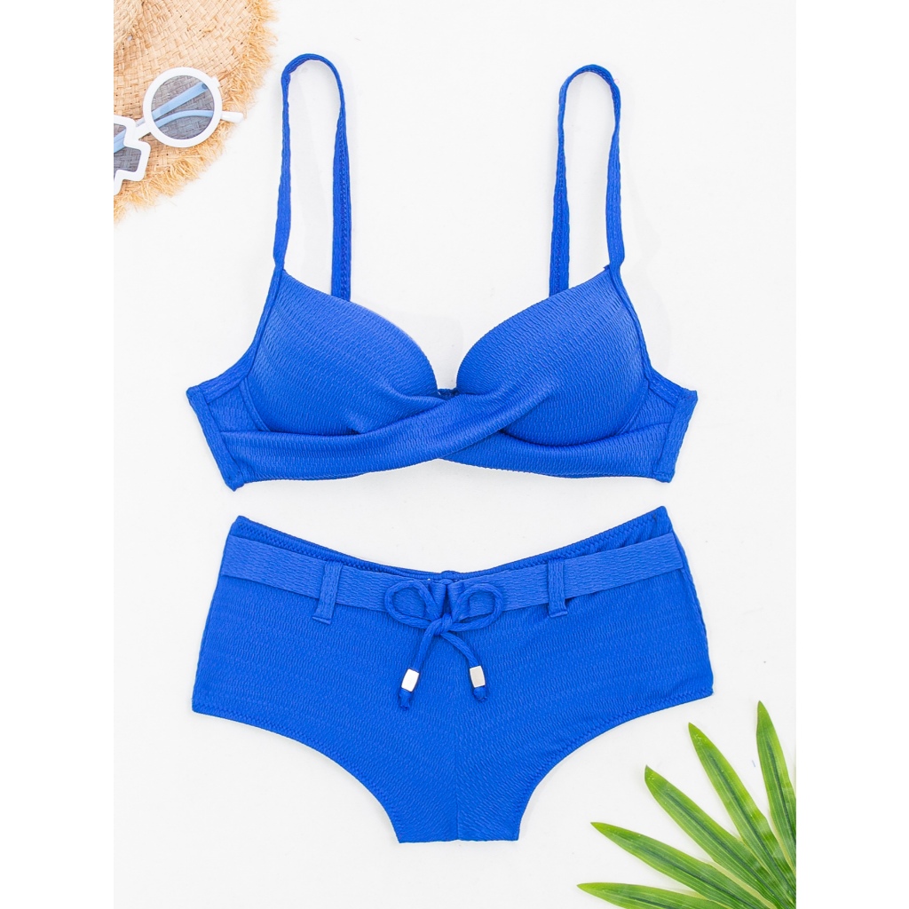 HT VEST Conjunto de Biquíni com Cinto e Laço Fro