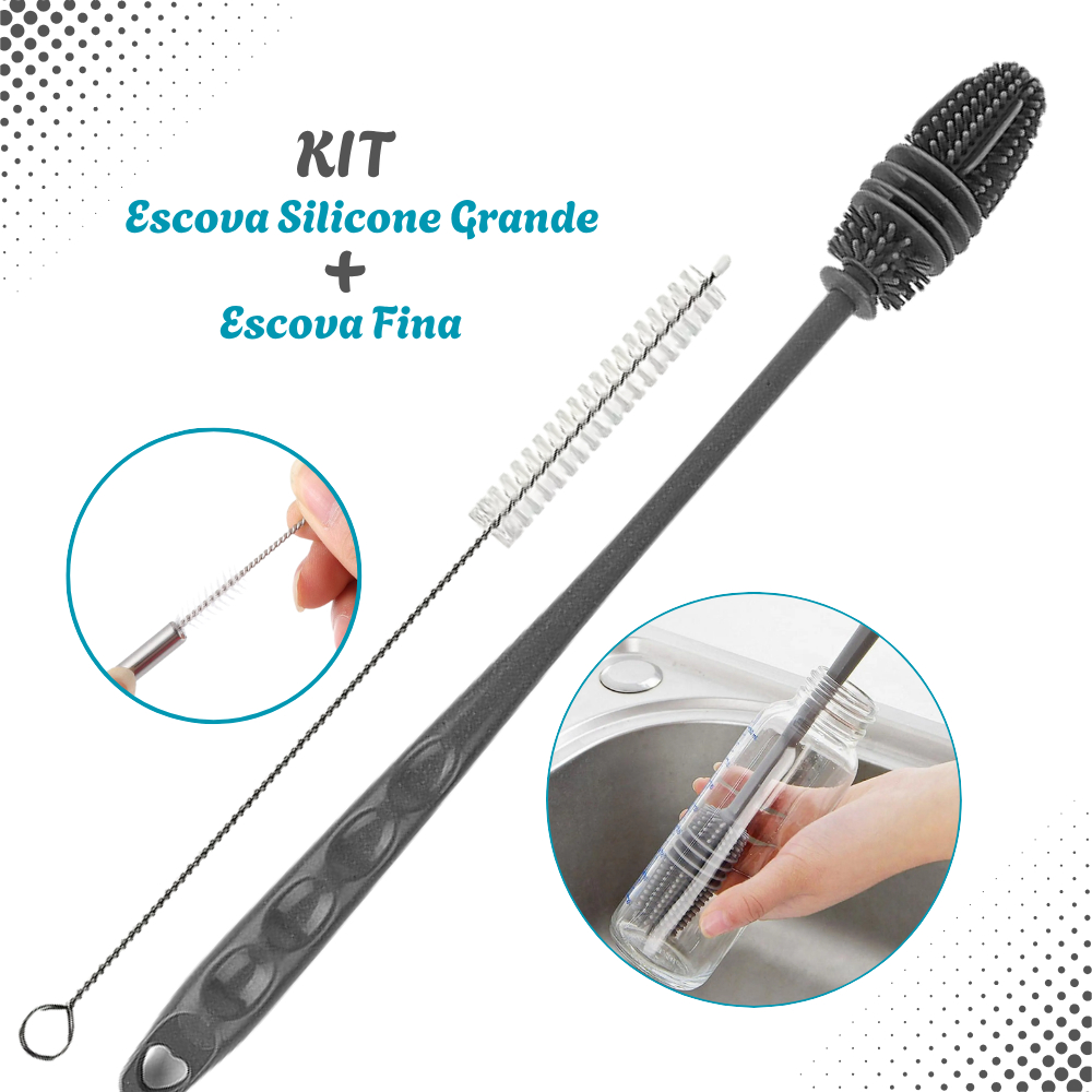 Escova De Silicone + Escova para Canudo Lavar Garr
