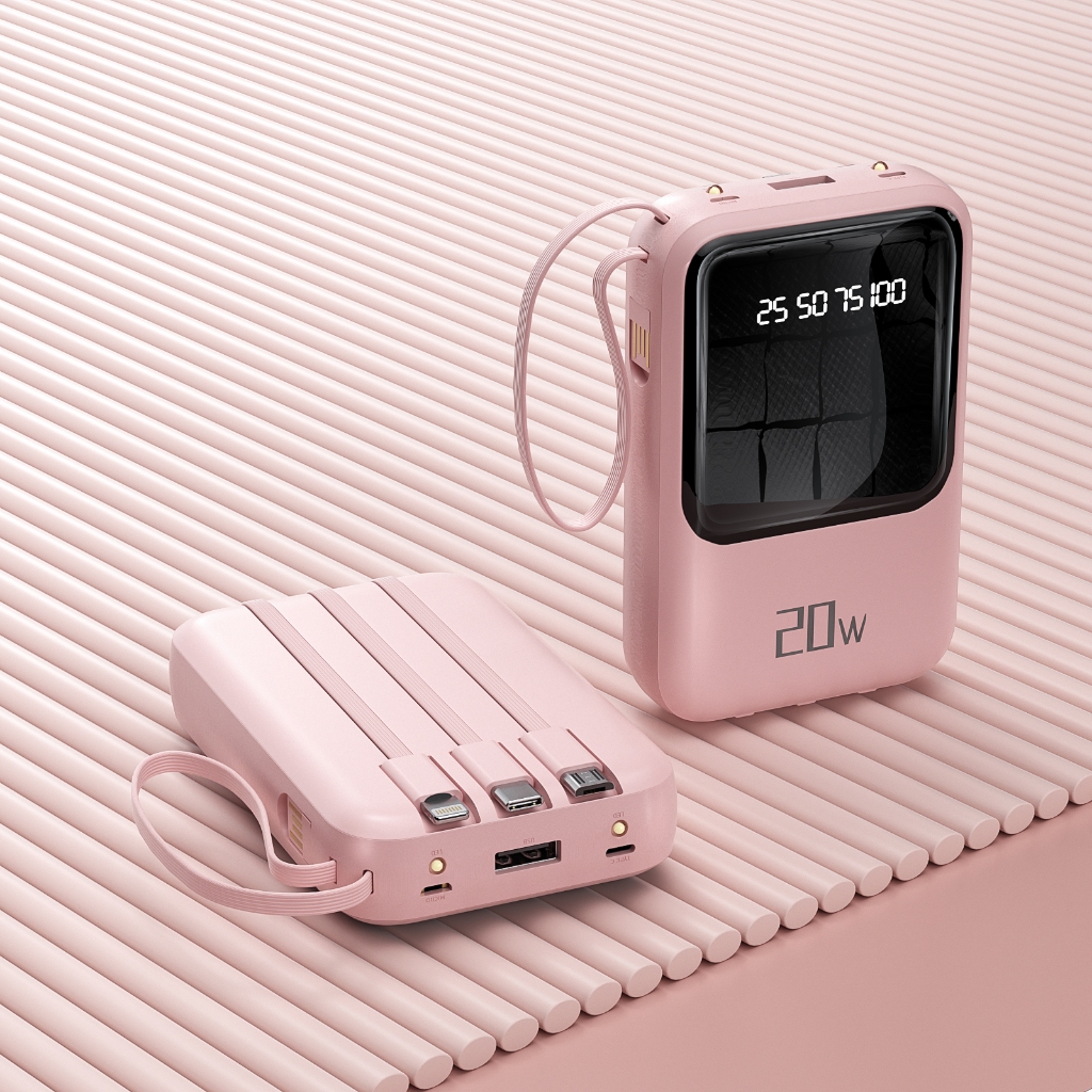 Carregador Portátil 10000mah com 3 Cabo Embutido 