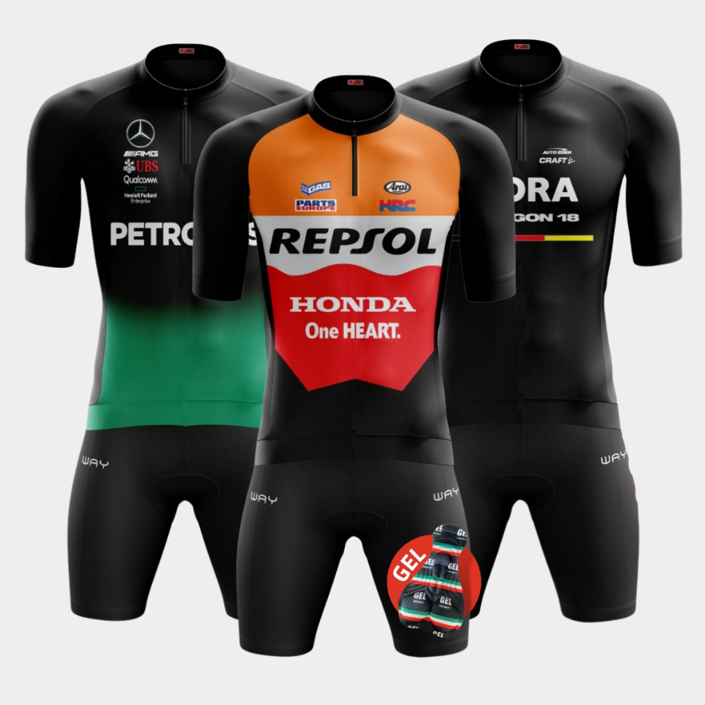 Kit Conjunto Ciclismo Masculino Gel Camiseta Bermu