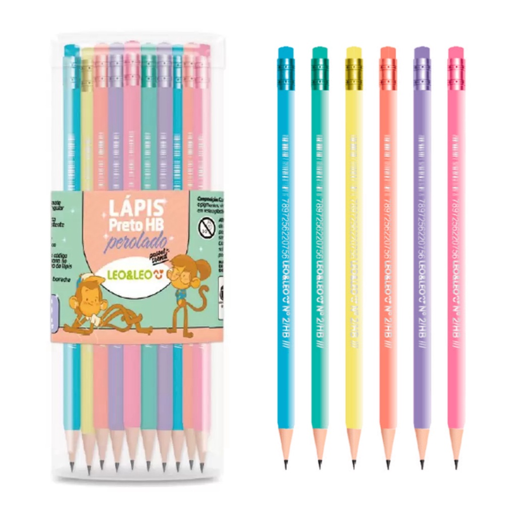 Lápis de Escrever Tom Pastel Perolado Kit com 6 U