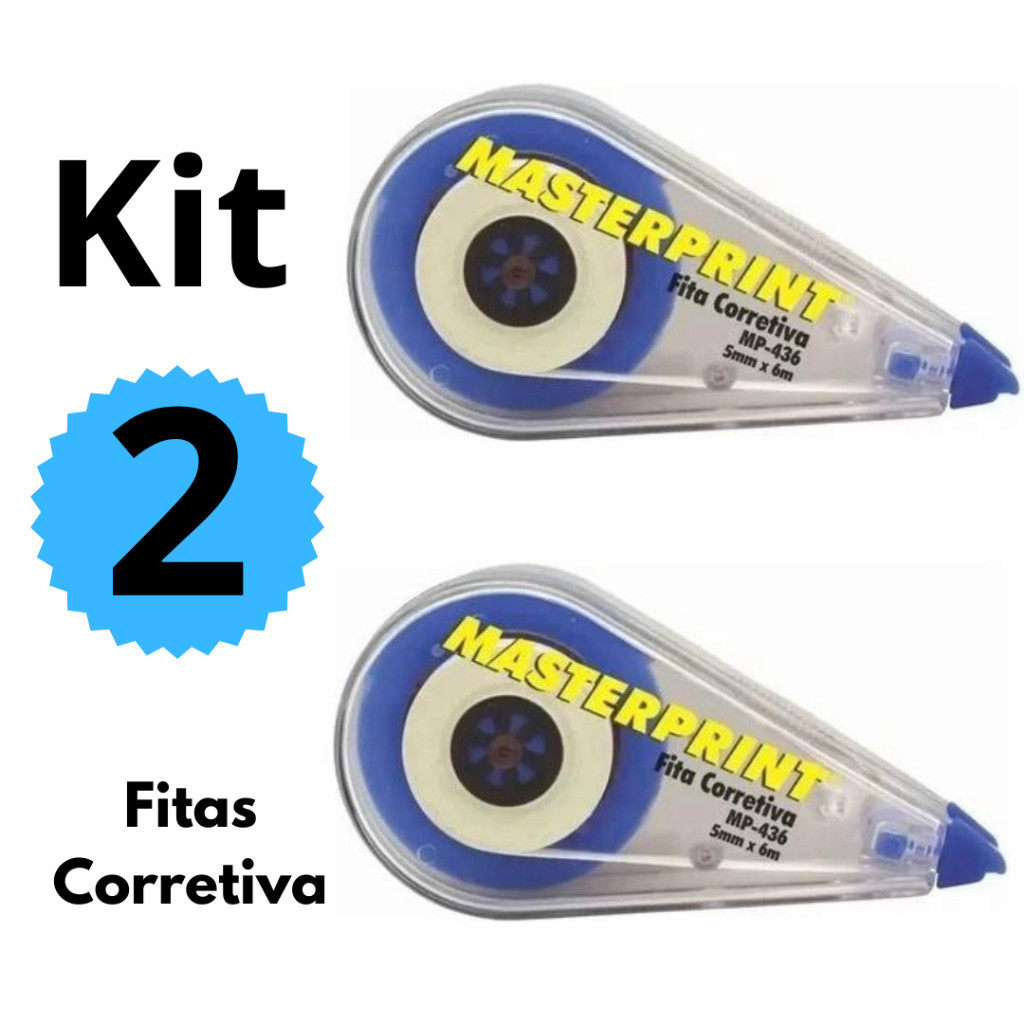 Kit 2 Fitas Corretiva 5mm x 6m Secagem Imediata Ma