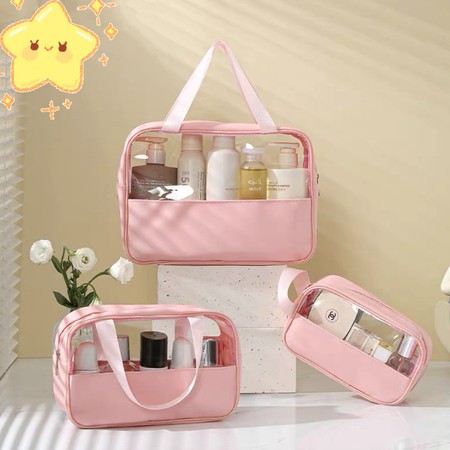 KIT 3 Necessaire Bolsa Portátil Transparente Para