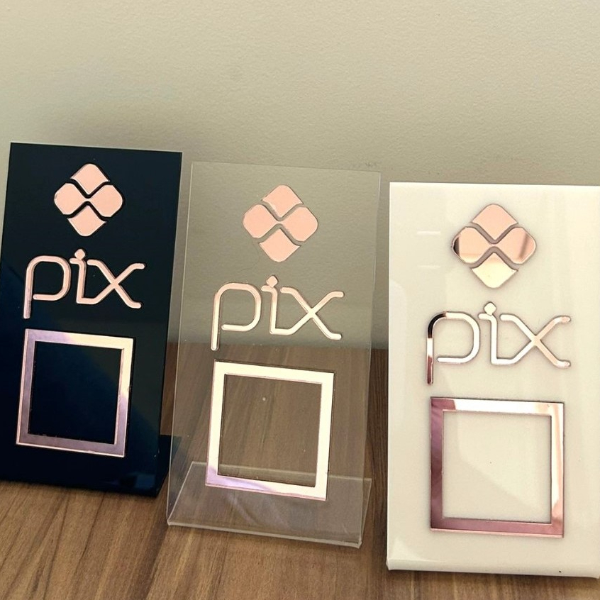 Placa Pix QrCode Acrílico Pagamento Balcão Loja 