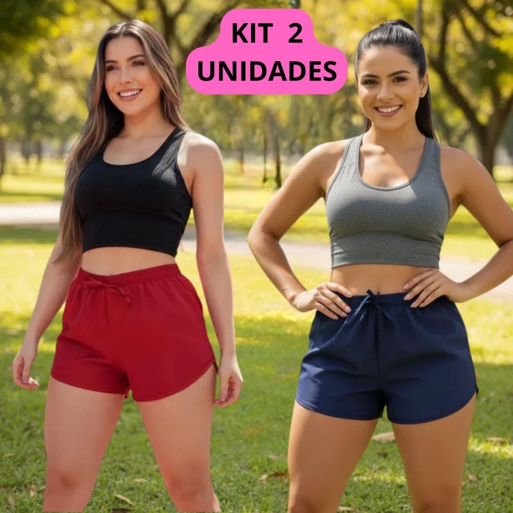 KIT 2 Short Feminino para Academia Caminhada saíd