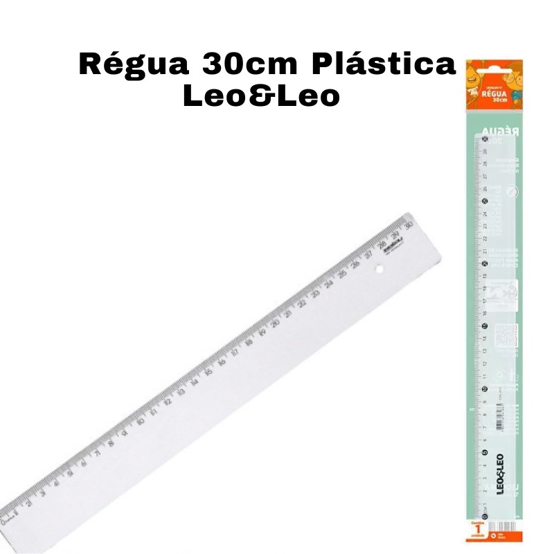 Régua 30cm Plástica Corpo Transparente Escolar E