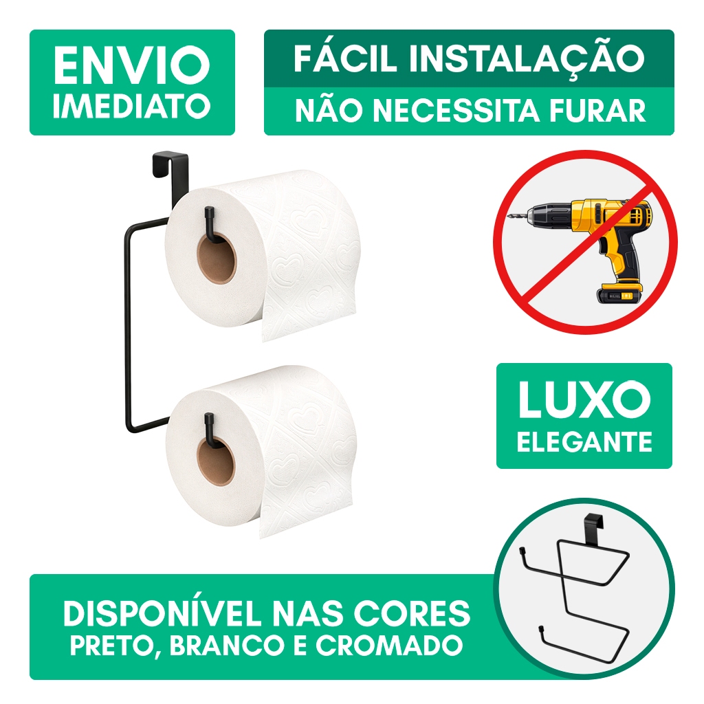 Suporte Porta Papel Higienico Duplo Caixa Acoplada