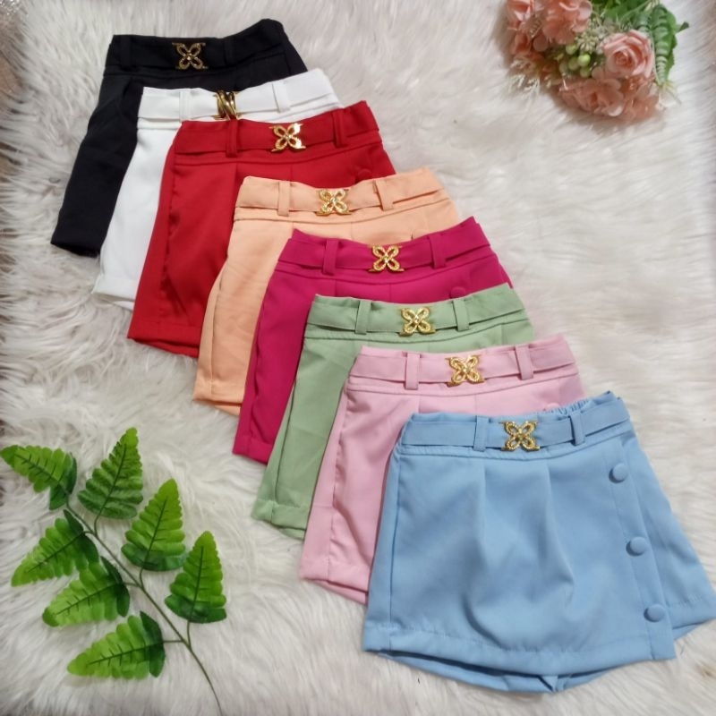 short saia alfaiateria infantil com cinto