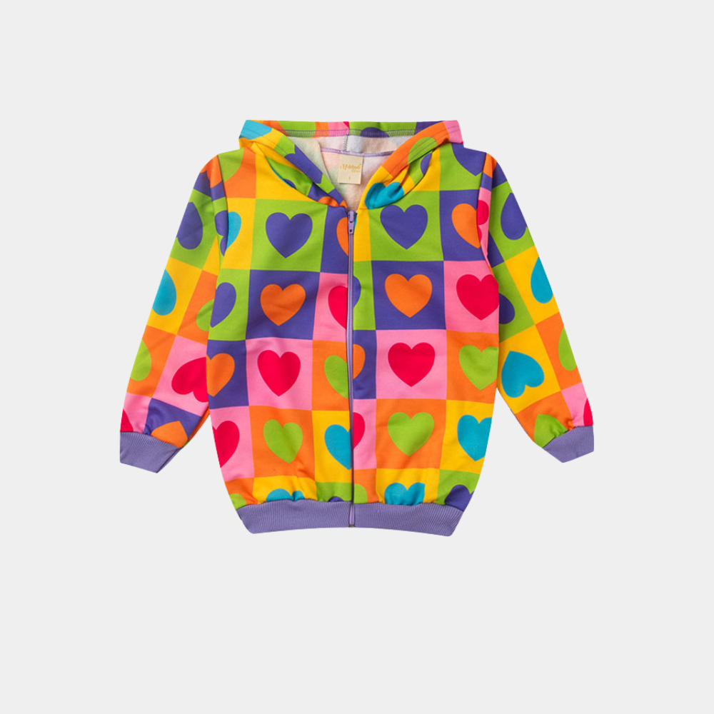 Jaqueta Inverno Menina Tulipa Com Capuz em Moletom