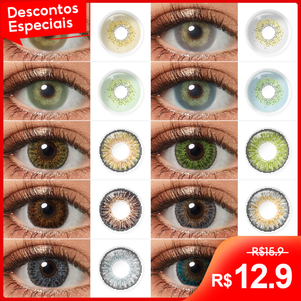 Lentes De Contato Coloridas 2pcs Contatos Colorido