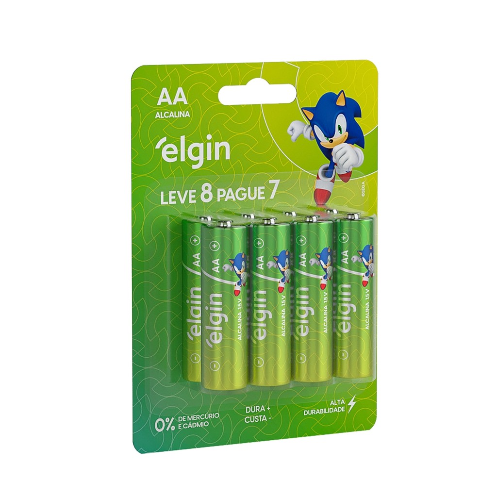Pilha Alcalina Aa Pequena 1,5v LR6 Blister 8 unida