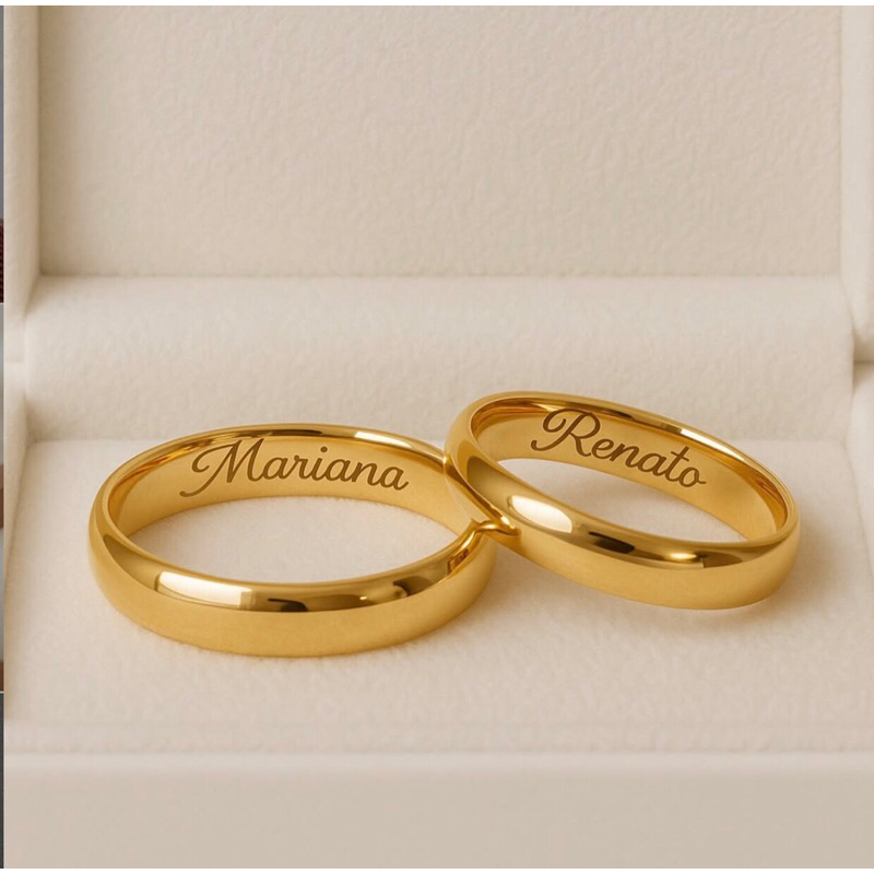 Par de alianças MOEDA ANTIGA 6mm + Gravação + C