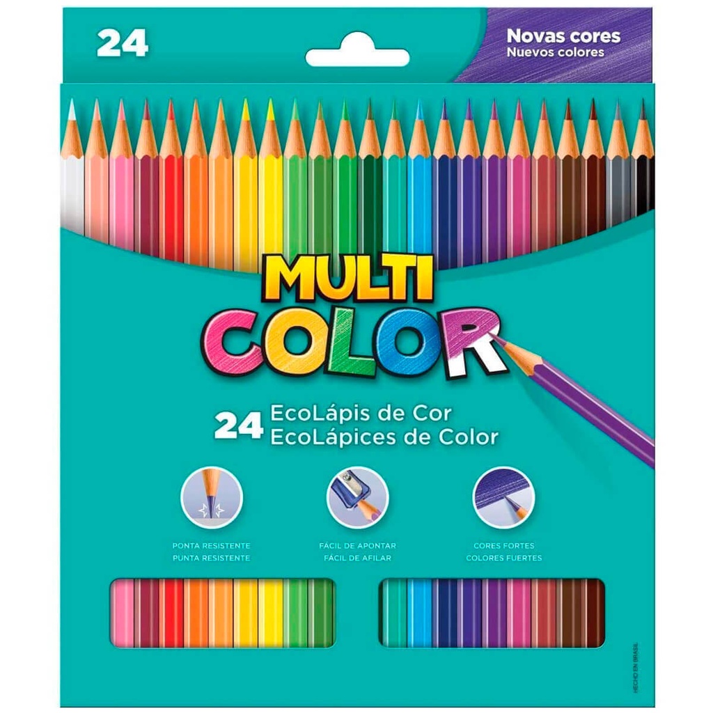 Lápis De Cor Multicolor Sextavado 24 Cores Resist