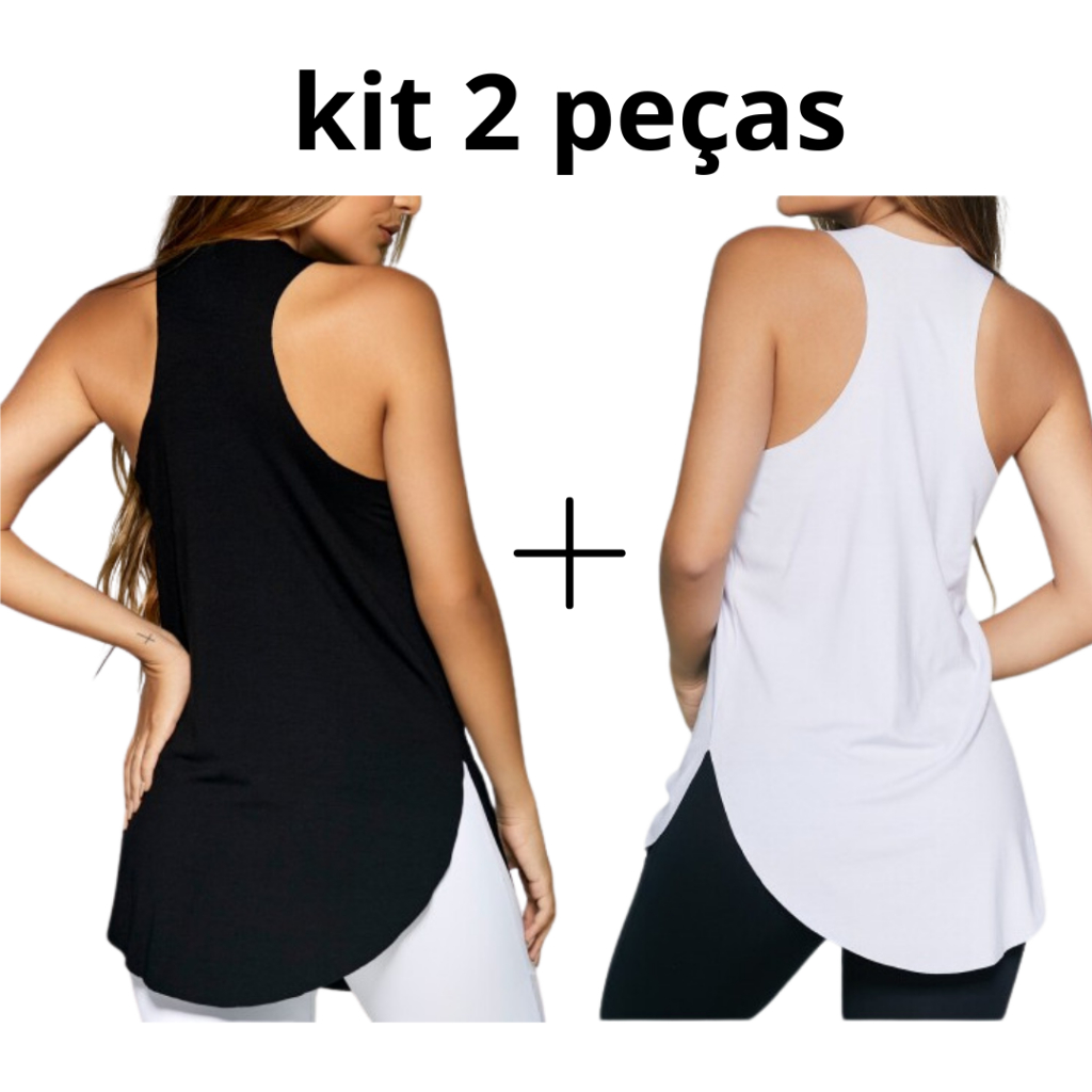 kit 2 camisetas fitness básica tapa bumbum crossf