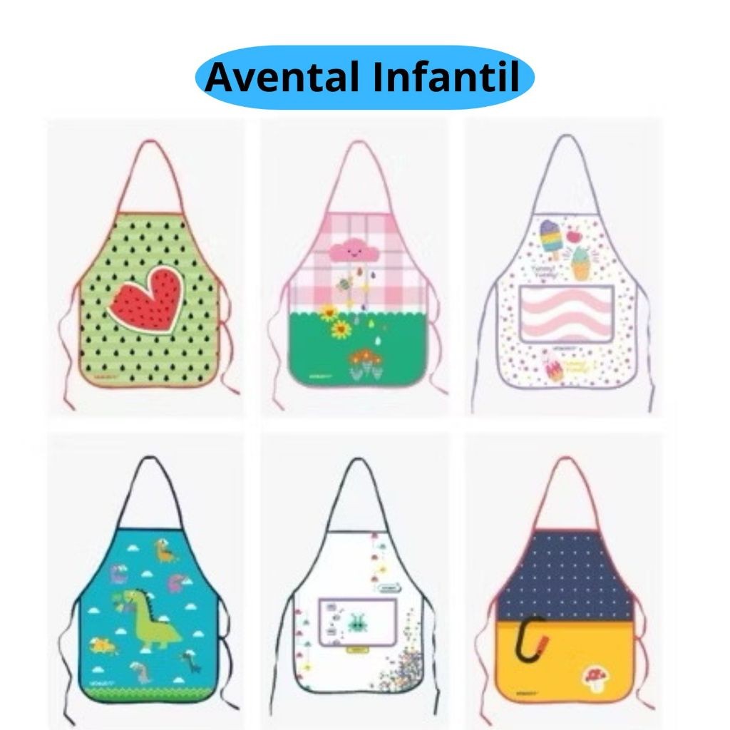 Avental Infantil Impermeável Para Pintura Escolar