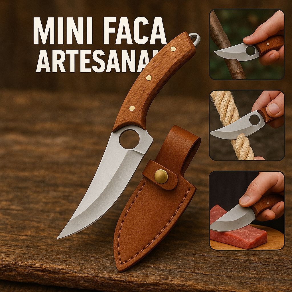 Mini Faca Aço Inox Camping / Sobrevivência + Bai