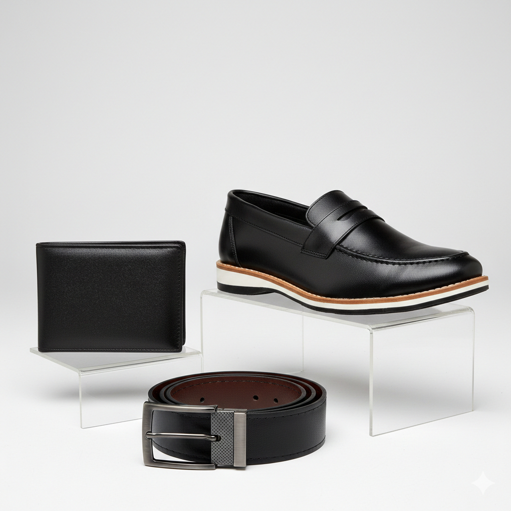 Kit Sapato Mocassim Casual Masculino Cinto Carteir