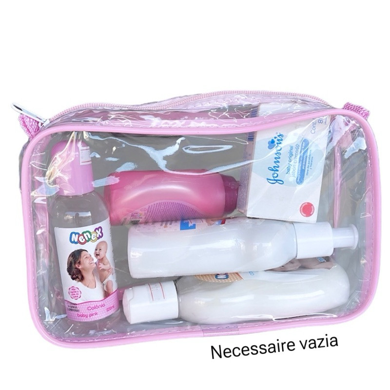 NECESSAIRE 23X15 TRANSPARENTE E ROSA MATERNIDADE H