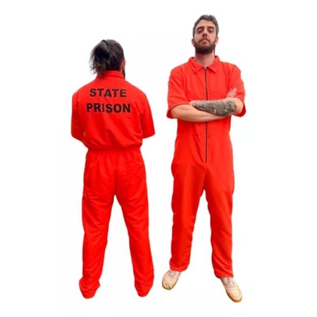 Fantasia Presidiário Adulto Laranja Pronta Entreg
