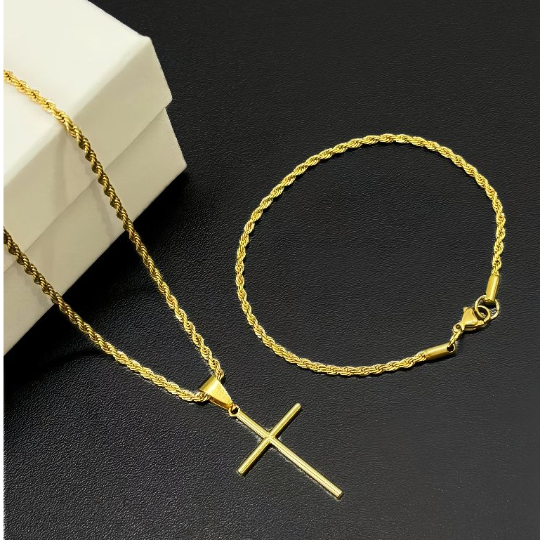 PROMOÇÃO Corrente Trançada + Pingente Cruz + Pu