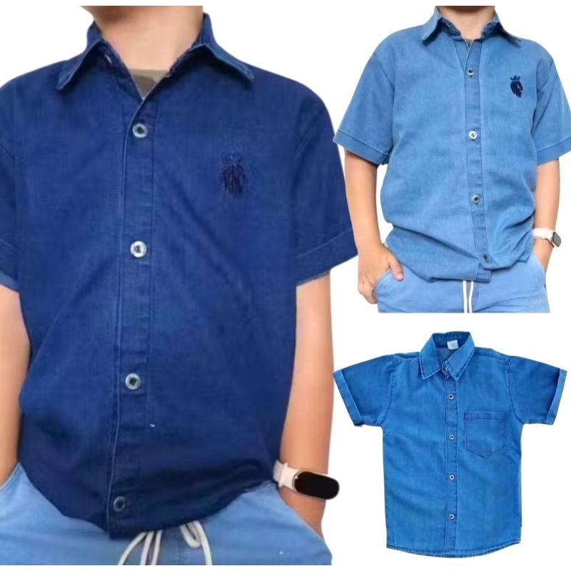 camisa jeans manga curta infantil  camisa jeans ju