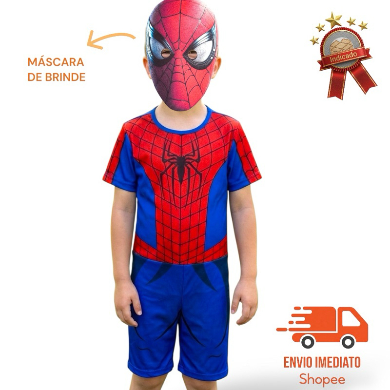 Fantasia Homem Aranha Infantil Acompanha Mascara P