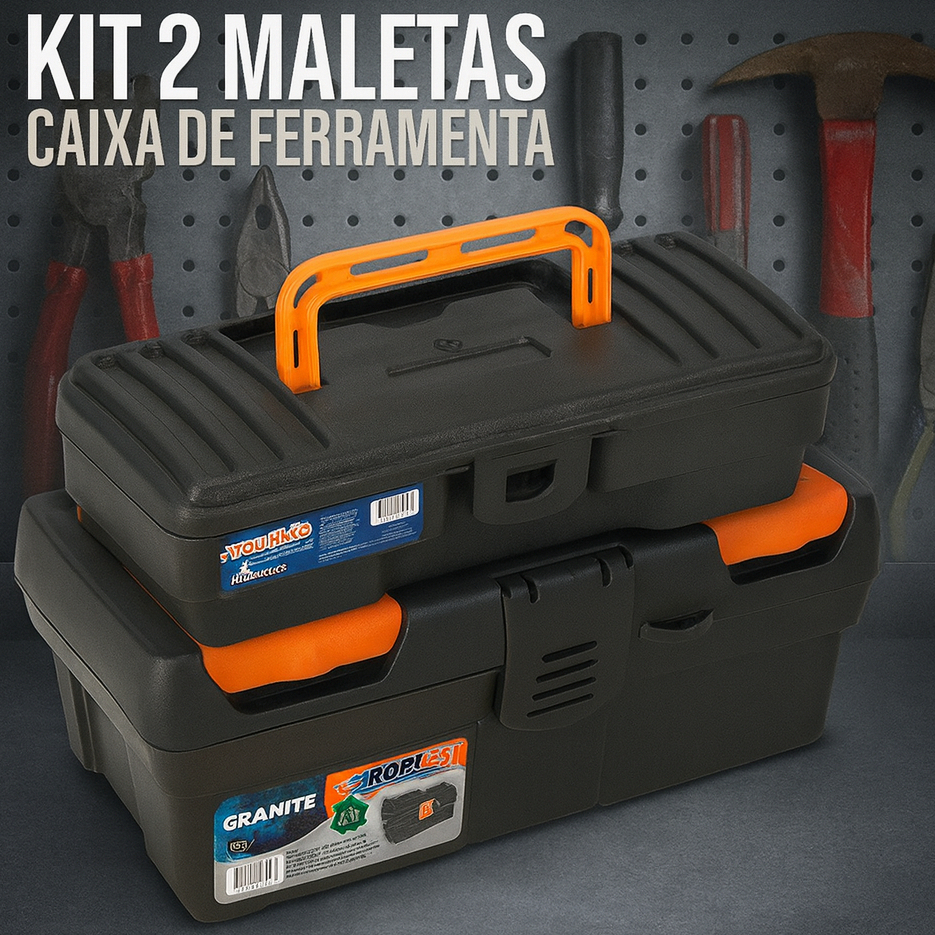 Kit 2 Maletas de Ferramentas Organizadoras Plásti