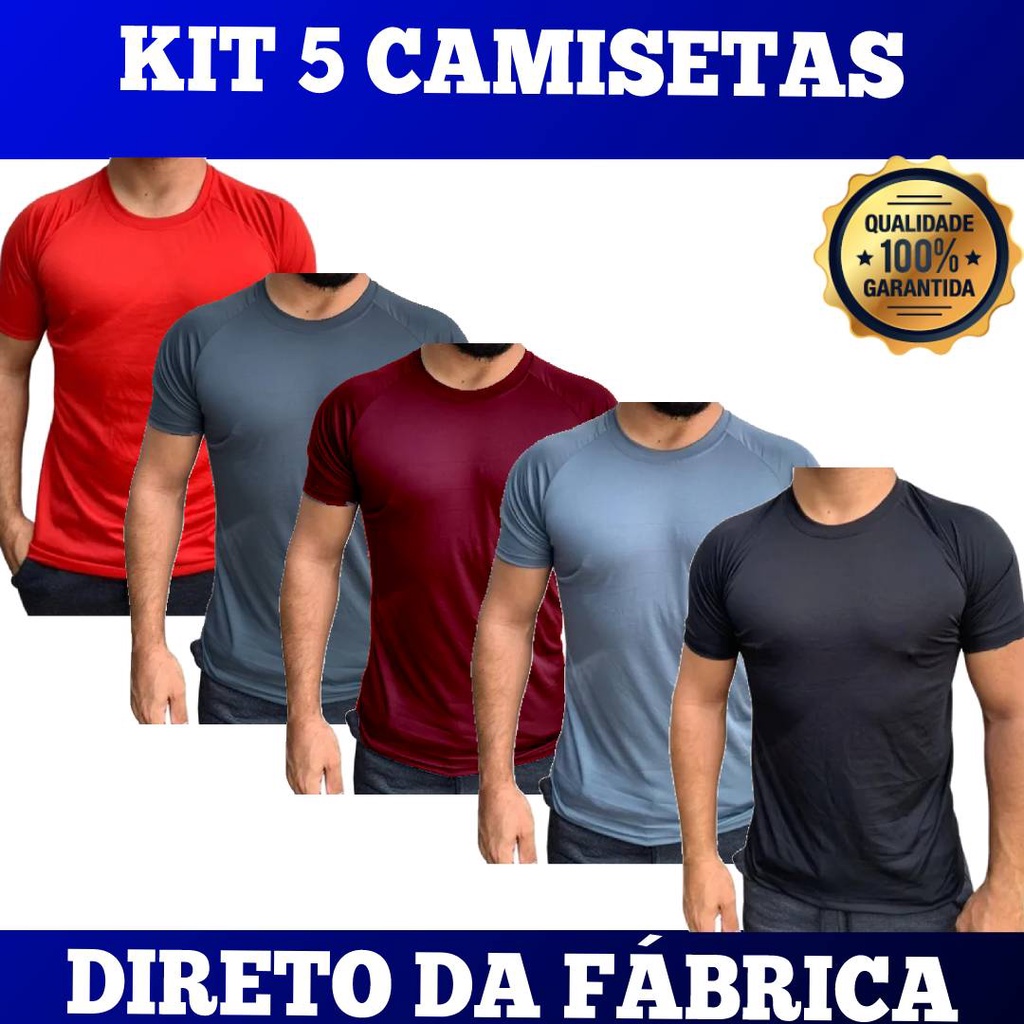Kit 5 Camisetas Masculina Dry Fit