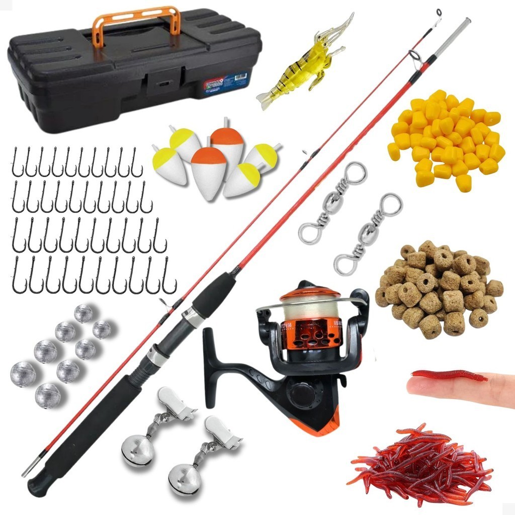 Kit de Pesca Barato Vara 1,35 Fibra Vidro Maciça