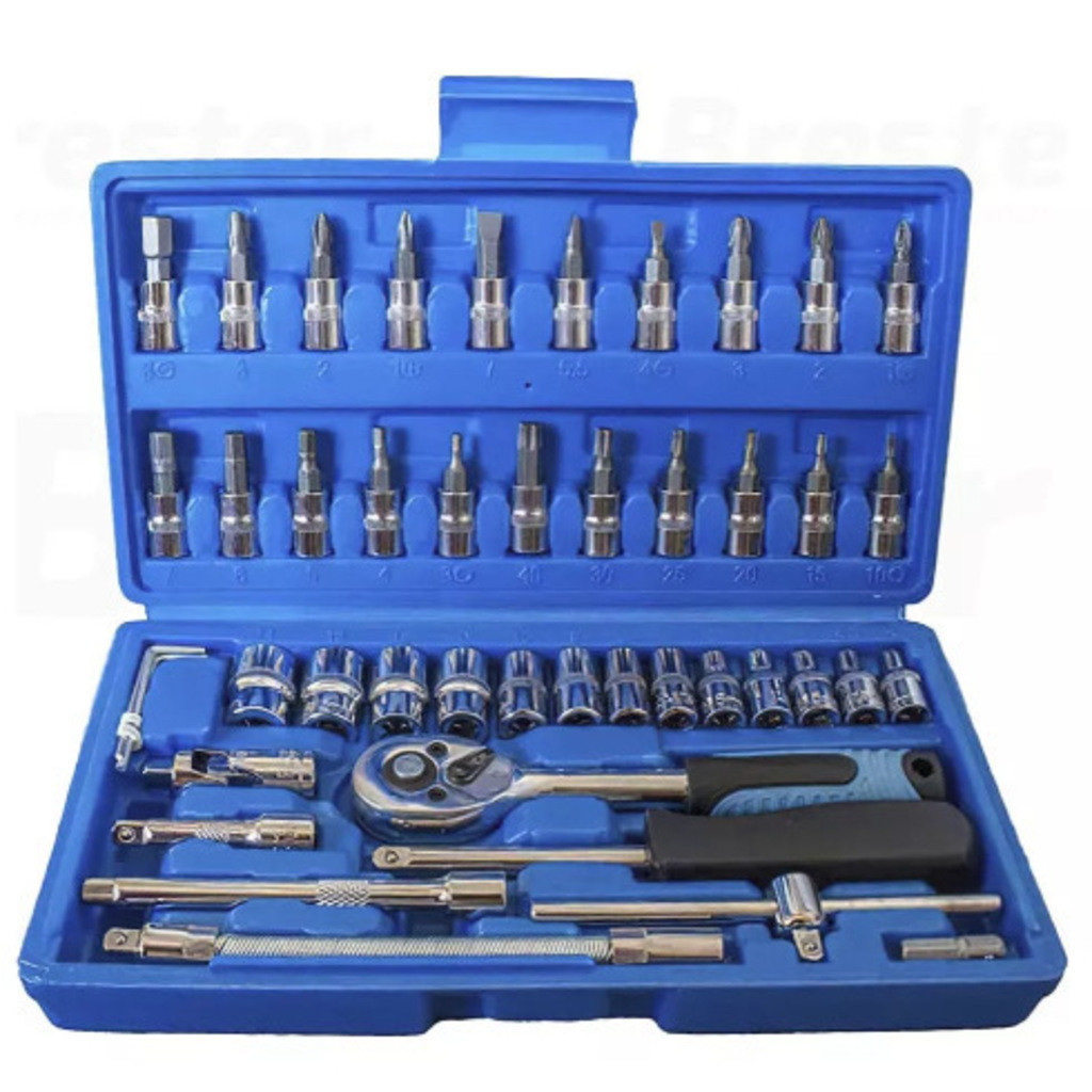 Kit 46 Chave Catraca Jogo De Soquetes Allen Torx F