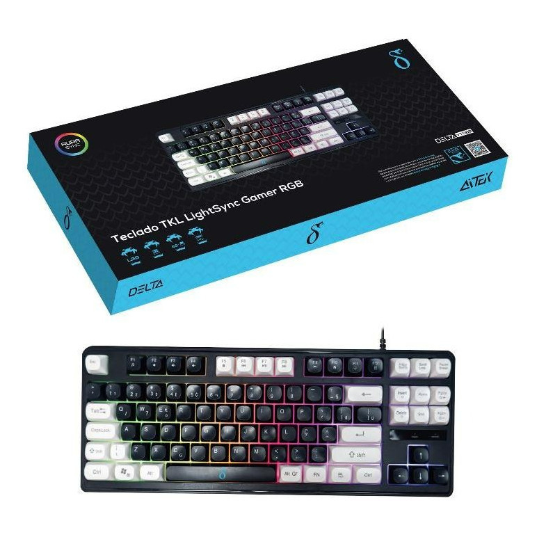 Teclado Gamer Rgb Led Com Fio 88 Teclas Semi Mecâ