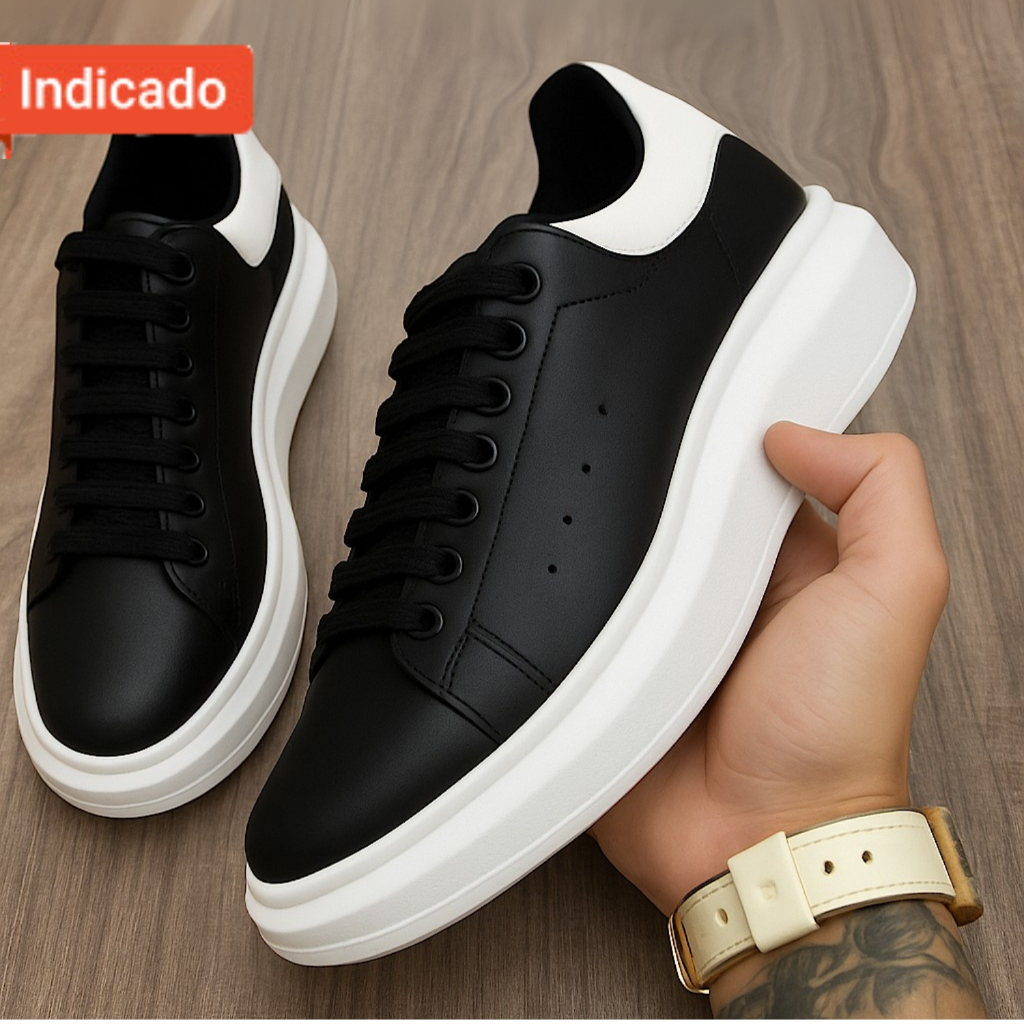 Sapatenis Casual Masculino Sneaker Sola Alta Macio