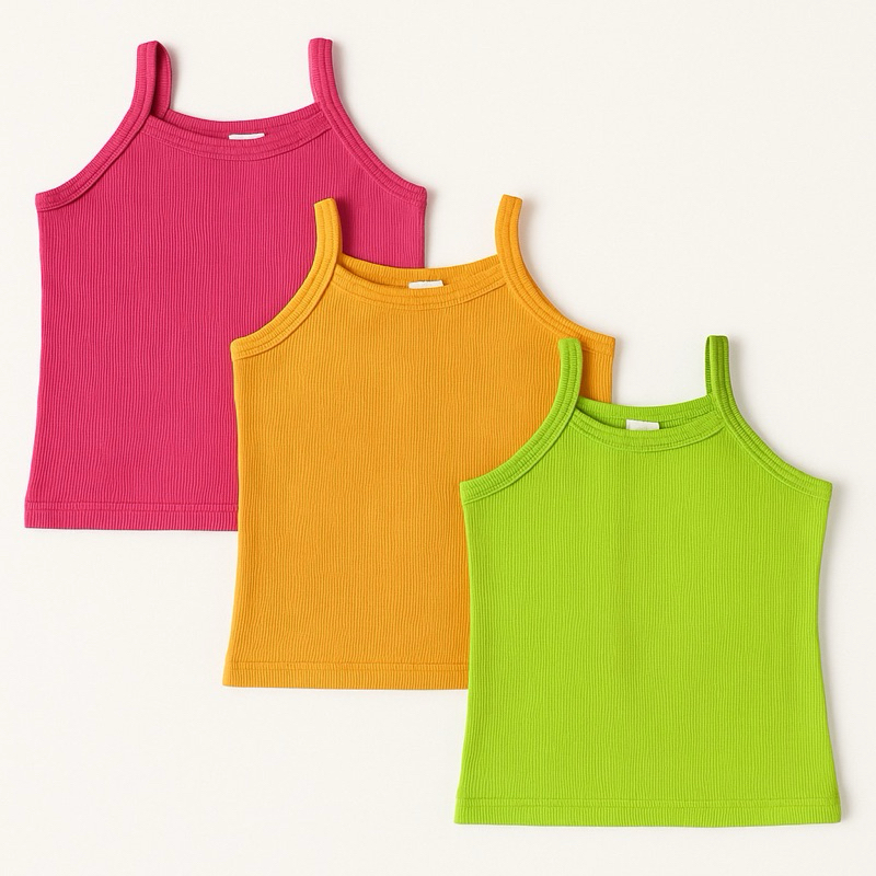 Kit 3 Regata Ribana Algodão Infantil Menina 2 a 1