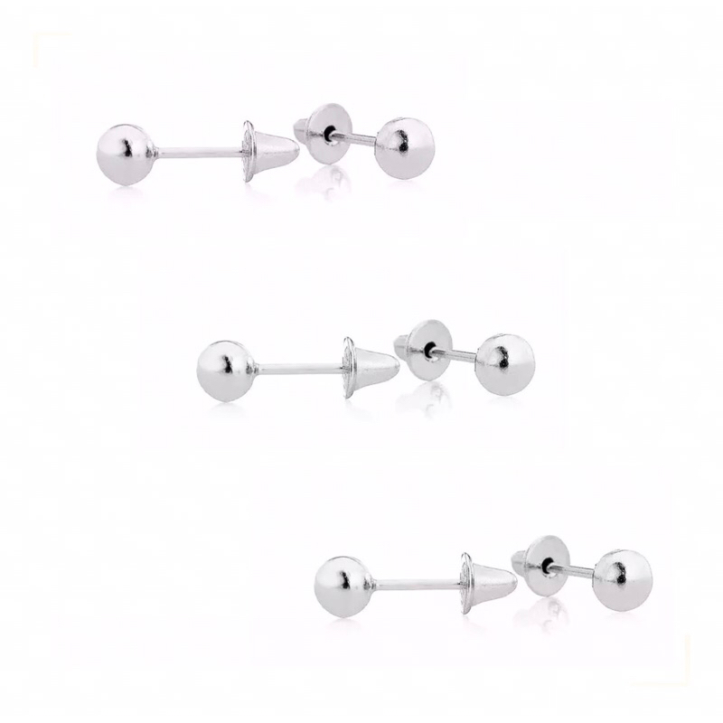 Kit 3 pares  Brinco bola bolinha 2,5mm Prata925 Ta