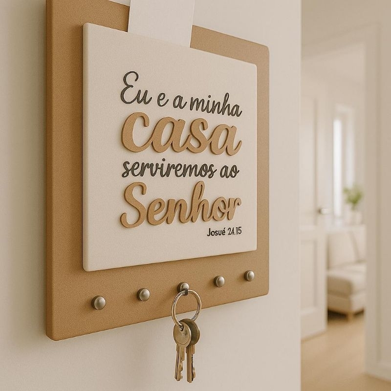 Porta-Chaves de Parede em MDF  5 Ganchos | Decorat