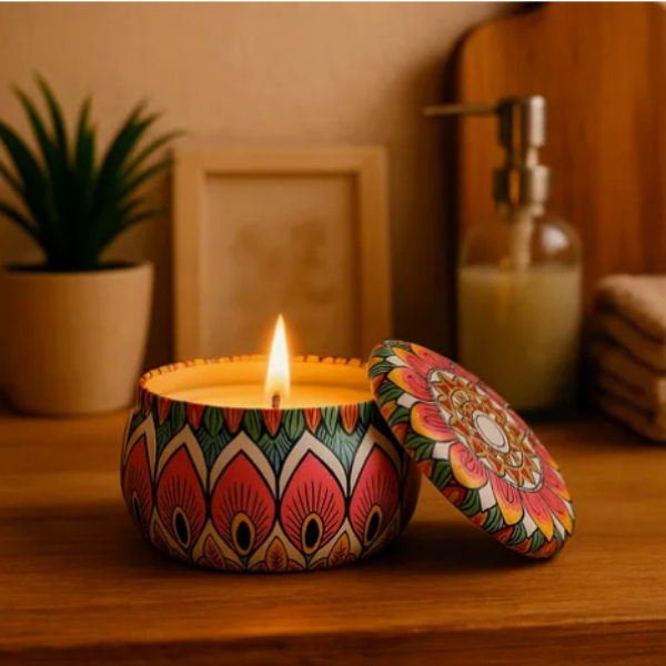 Vela Aromática Lata Decorativa Essência Natural 